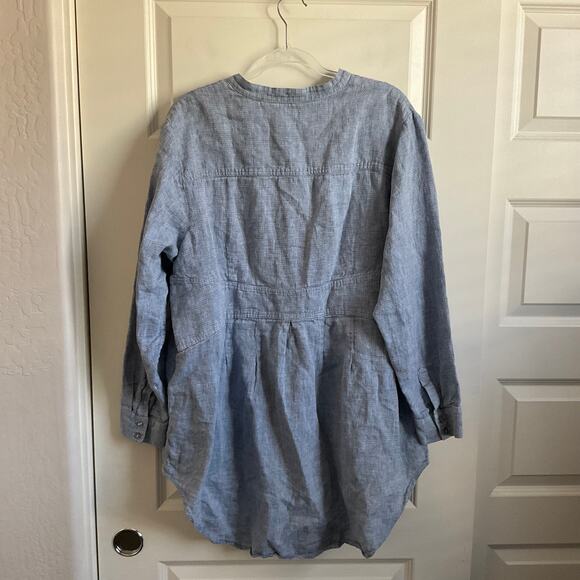 Soft Surroundings 100% Linen High/Low Button Down Blue Tunic - Size 1X - Picture 8 of 8